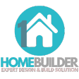 #1 Home Builder logo with a house icon and the text 'Expert Design & Build Solution' in blue and gray.