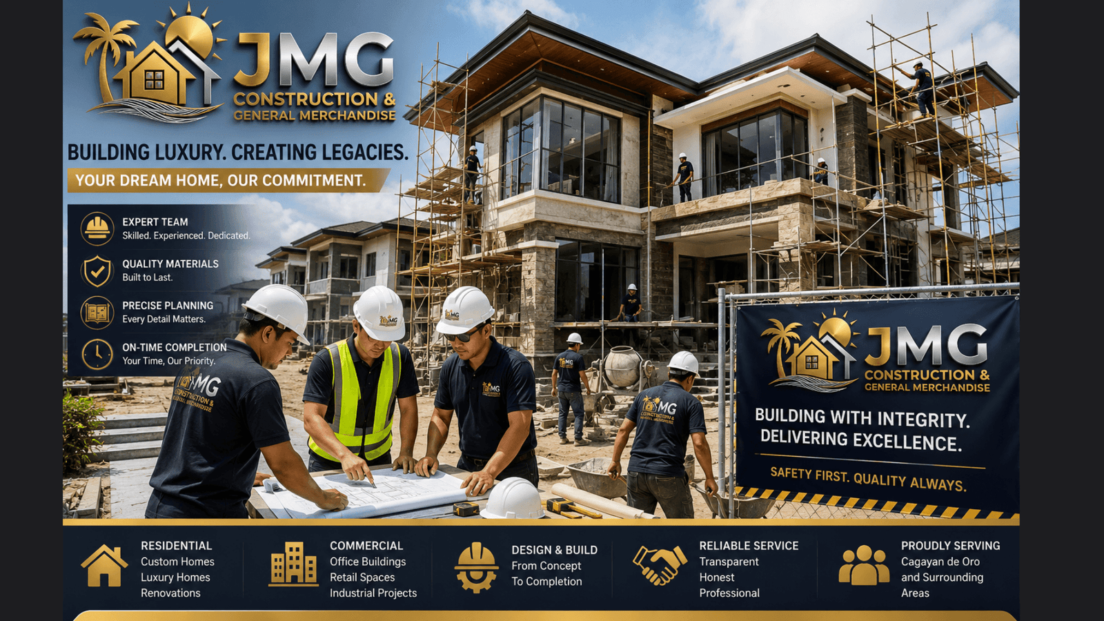 Professional Construction Builders in CDO — Quality Luxury Home Construction Construction builders in Cagayan de Oro building luxury residential homes with quality workmanship