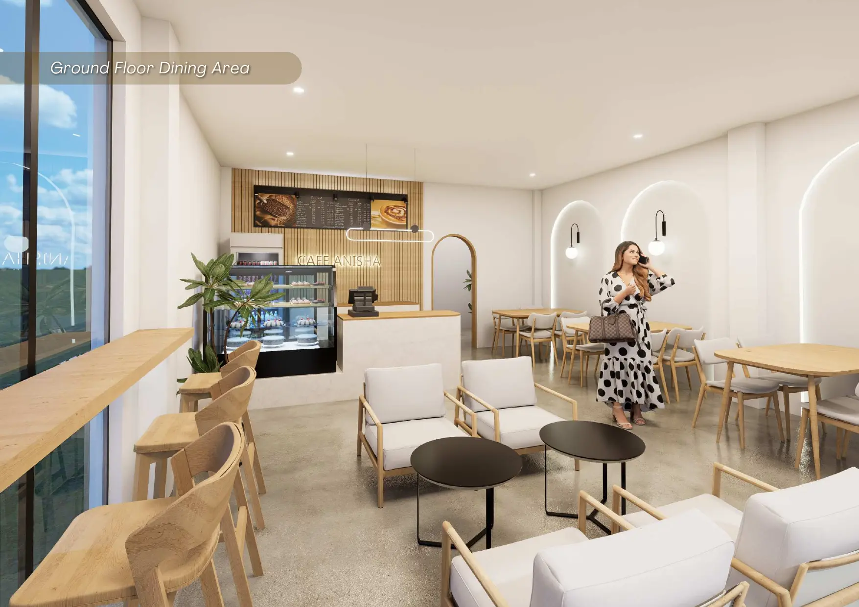 Happi Brew Main ground floor dining area interior concept design view 2, Marawi City