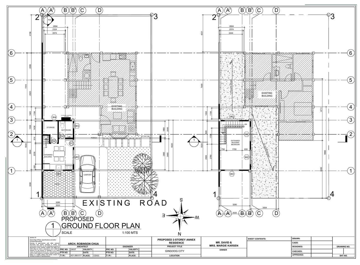 Karsen Annex — Ground Floor Plan, Sheet 02 Proposed ground floor plan for the Karsen Residence second-level apartment annex, Gingoog City — JMG Design & Build
